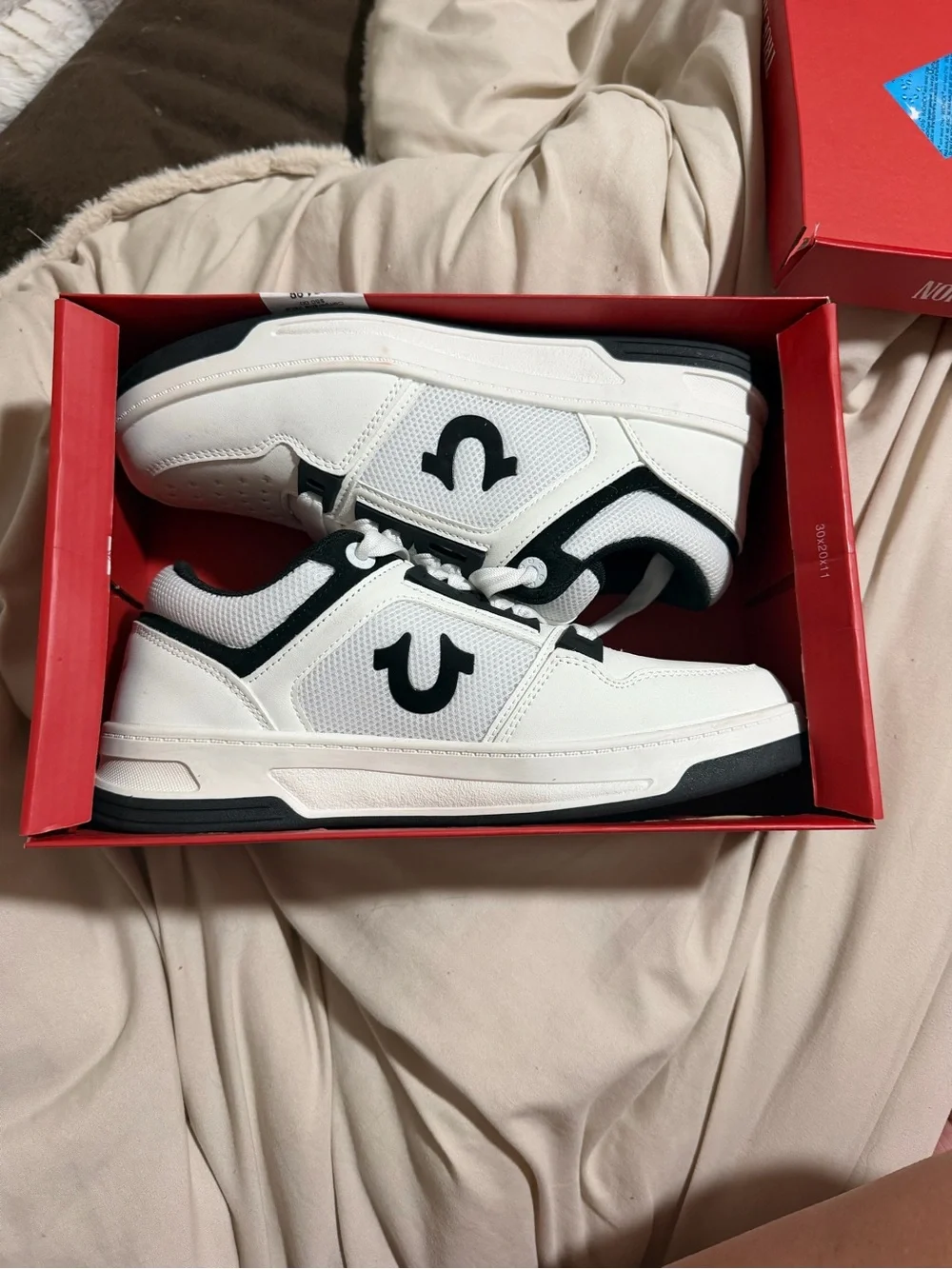 True Religion White and Black Star-Perforated Lace-Up Sneakers